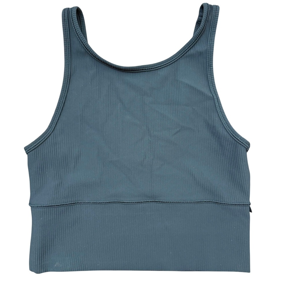 Lululemon Ribbed Longline Bra Tank Black 6 Small Wireless V Neck Crop Top